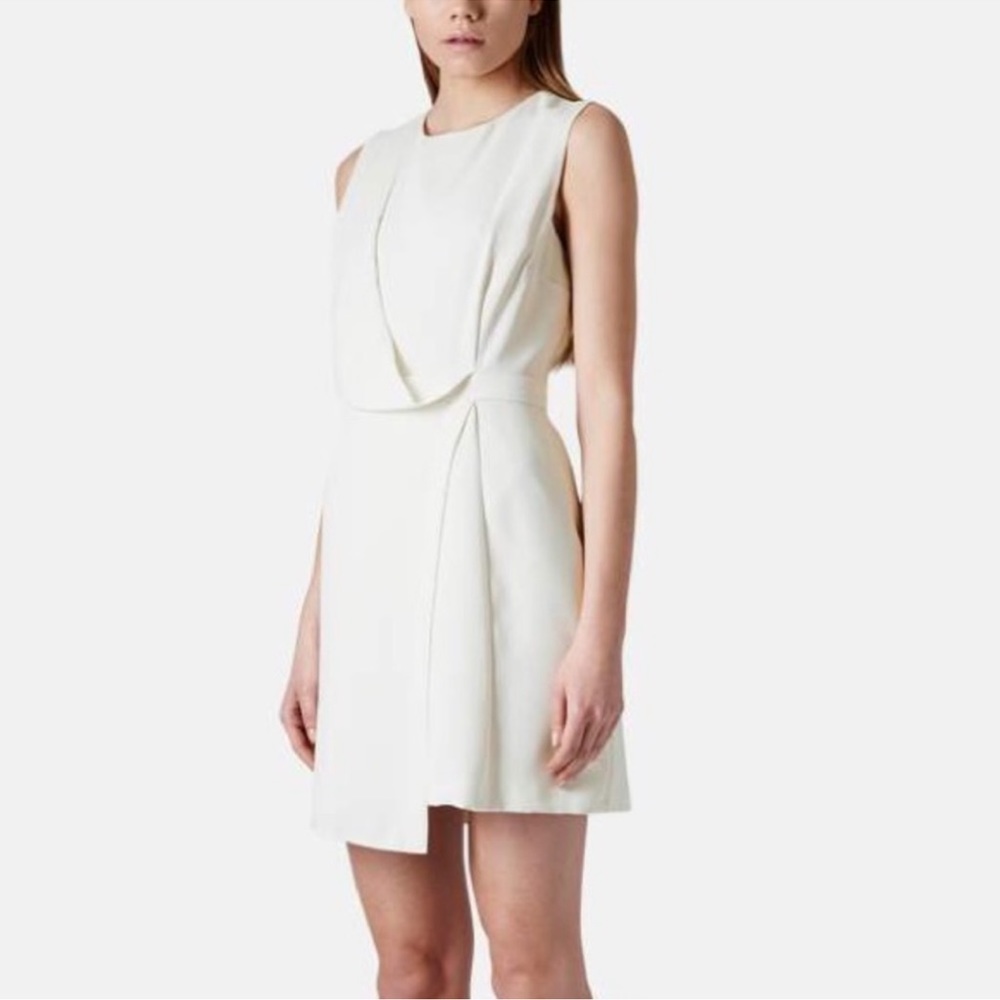 Topshop Pale Dove Gray Crossover Front Envelope Hem Dress  6 - Picture 2 of 16